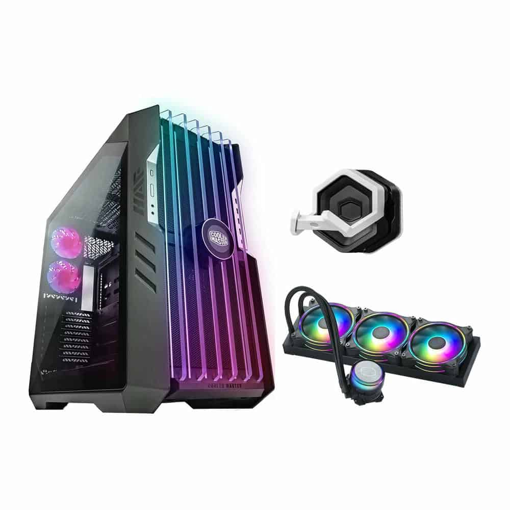 Cooler Master HAF700 EVO PC Gaming Case & MasterLiquid ML360 Illusion AIO Cooler & GEM Mount Bundle